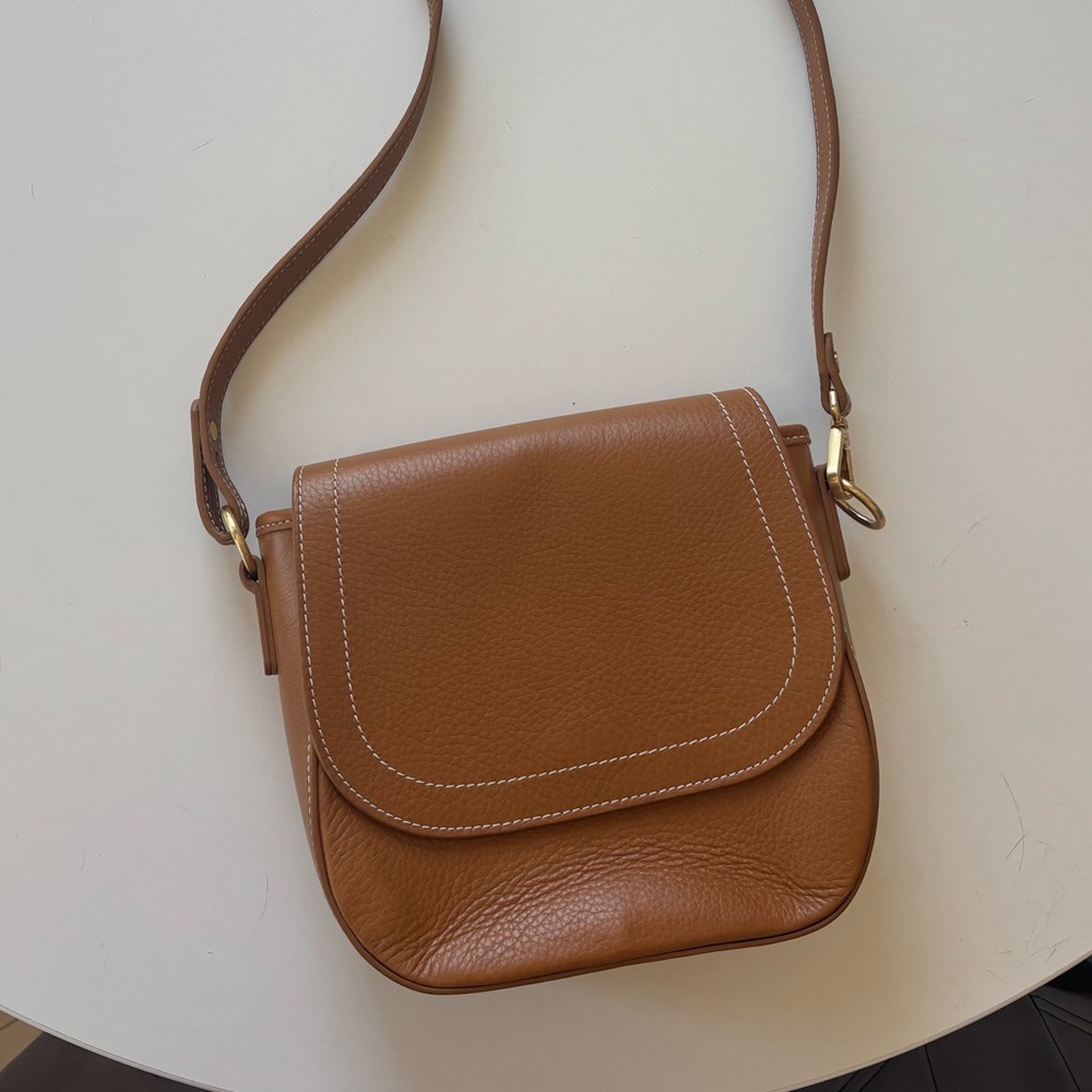 GiGi New York Brown Crossbody Bag with Saddle Design